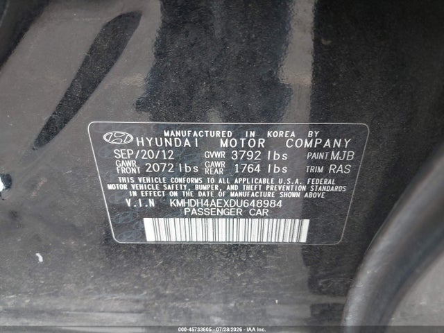 Продажа на аукционе авто 2013 Hyundai Elantra Gls, vin: KMHDH4AEXDU648984, номер лота: 45733605