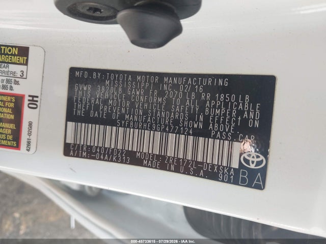 Toyota Corolla S Plus 2016 5YFBURHE9GP477124 Image 9