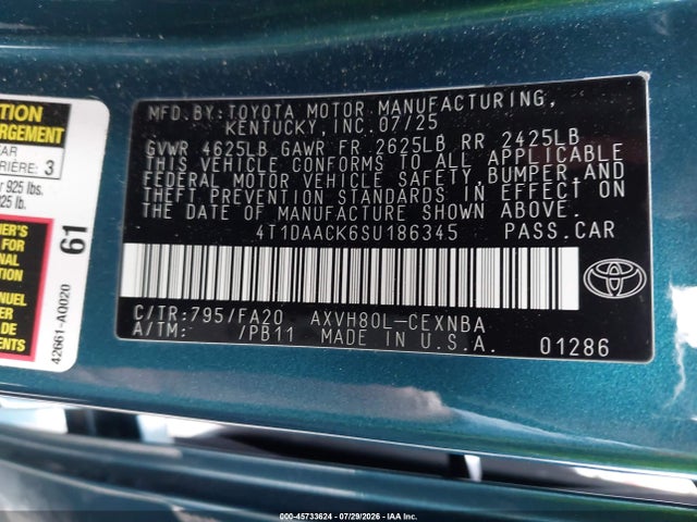 Toyota CAMRY LE 2025 4T1DAACK6SU186345 Image 9