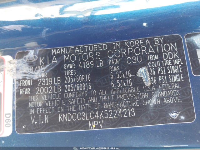 KIA NIRO EX 2019 KNDCC3LC4K5224213 Image 9