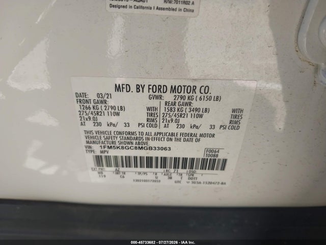 Ford Explorer St 2021 1FM5K8GC8MGB33063 Image 9