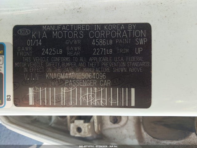 KIA Optima Hybrid Lx 2014 KNAGM4AD1E5064096 Image 9