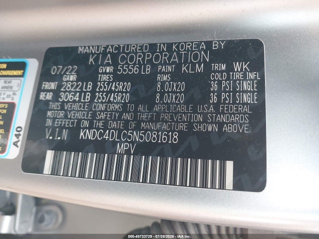 KIA Ev6 Gt-line 2022 KNDC4DLC5N5081618 Image 9