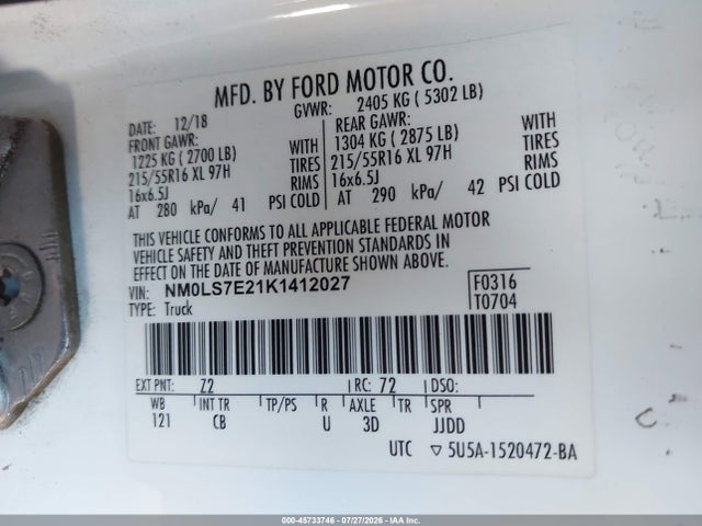 Ford Transit Connect Xl 2019 NM0LS7E21K1412027 Image 9