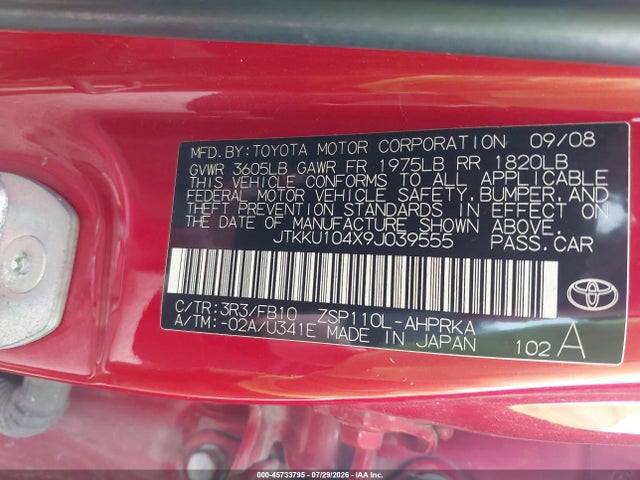 Продажа на аукционе авто 2009 Scion Xd, vin: JTKKU104X9J039555, номер лота: 45733795