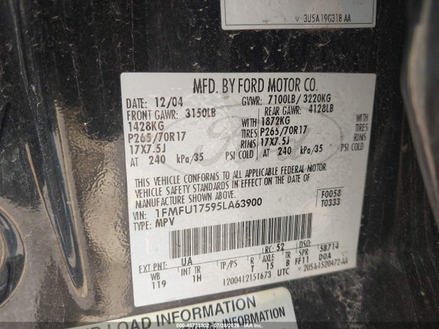 Продажа на аукционе авто 2005 Ford Expedition Eddie Bauer/king Ranch, vin: 1FMFU17595LA63900, номер лота: 45733802