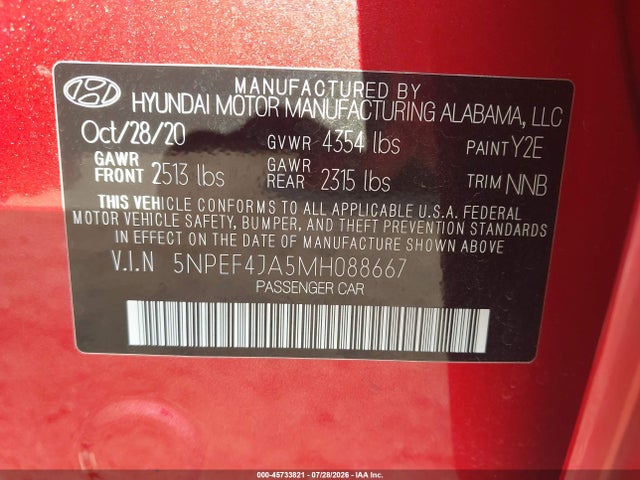 Hyundai SONATA SEL 2021 5NPEF4JA5MH088667 Image 9