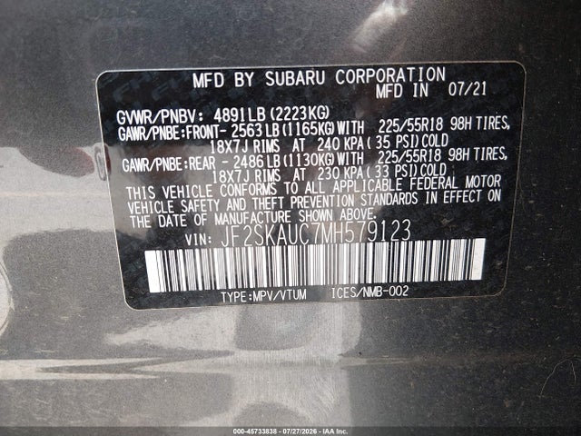 Subaru Forester Limited 2021 JF2SKAUC7MH579123 Image 9