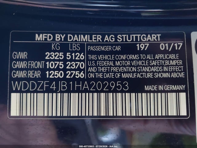 WDDZF4JB1HA202953 Mercedes-Benz E 300