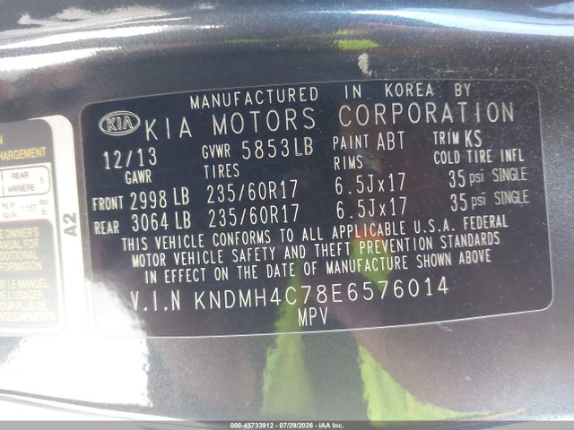 KIA SEDONA EX 2014 KNDMH4C78E6576014 Image 9