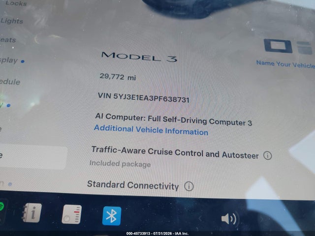2023 Tesla Model 3 Rear-wheel Drive მანქანა იყიდება აუქციონზე, vin: 5YJ3E1EA3PF638731, აუქციონის ნომერი: 45733913