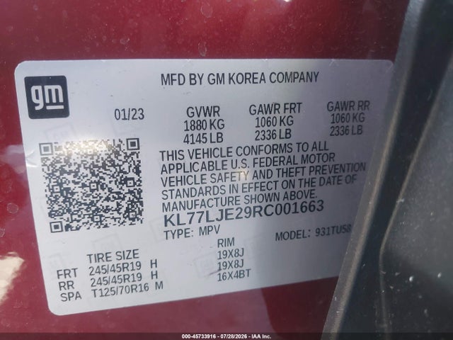 Chevrolet Trax Fwd 2rs 2024 KL77LJE29RC001663 Image 9