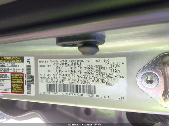 Toyota Tacoma Prerunner 2014 5TFJX4GN3EX031072 Image 9