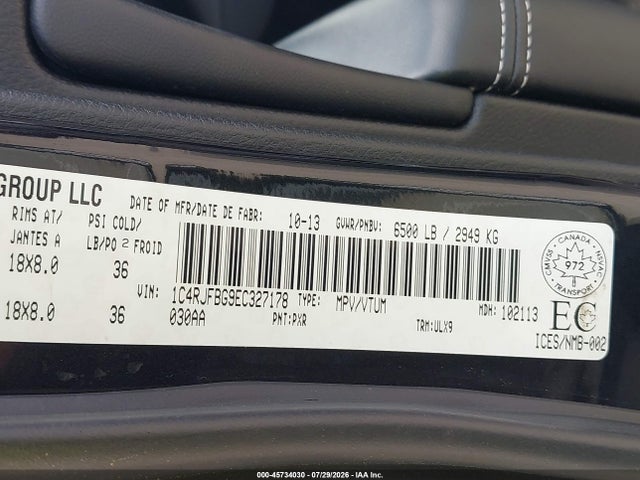 45734030 :رقم المزاد ، 1C4RJFBG9EC327178 vin ، 2014 Jeep Grand Cherokee Limited مزاد بيع