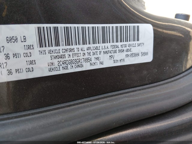 Продажа на аукционе авто 2016 Dodge Grand Caravan Se Plus, vin: 2C4RDGBG9GR170954, номер лота: 45734060