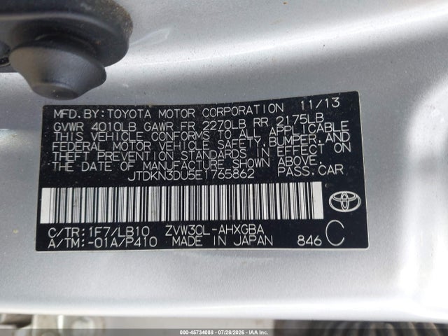 Toyota Prius Four 2014 JTDKN3DU5E1765862 Image 9