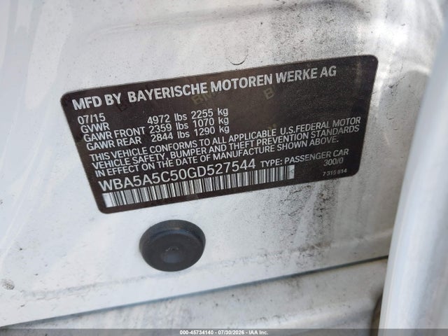 Aukcja sprzedaży 2016 Bmw 528i, vin: WBA5A5C50GD527544, numer aukcji: 45734140