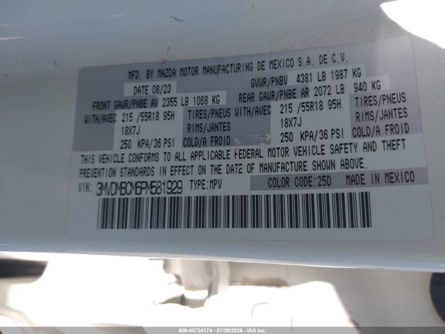Auction sale of the 2023 Mazda Cx-30 2.5 S Preferred, vin: 3MVDMBCM6PM581929, lot number: 45734174