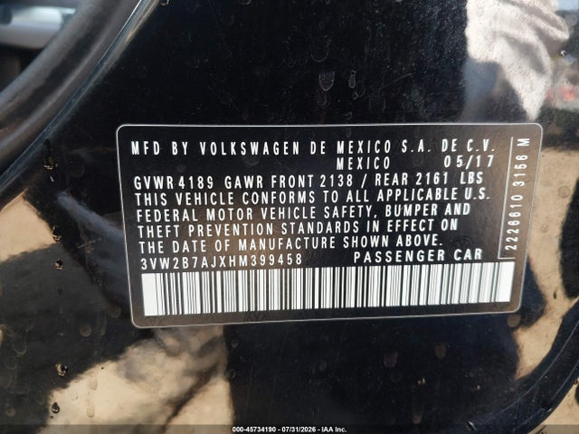 Volkswagen Jetta 1.4t S 2017 3VW2B7AJXHM399458 Image 9