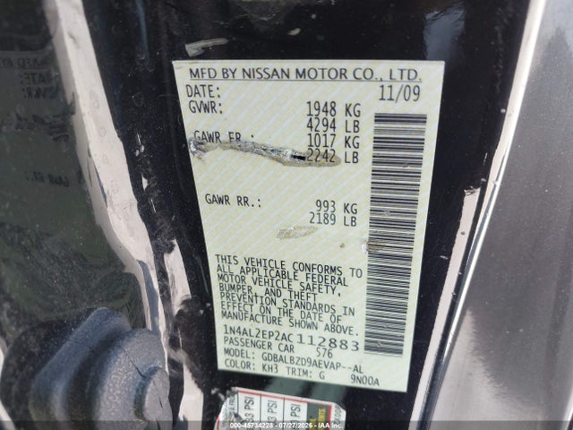 Продаж на аукціоні авто 2010 Nissan Altima 2.5 S, vin: 1N4AL2EP2AC112883, номер лоту: 45734228
