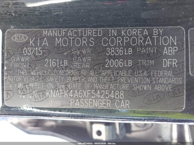 KIA FORTE LX 2015 KNAFK4A6XF5425488 Image 9