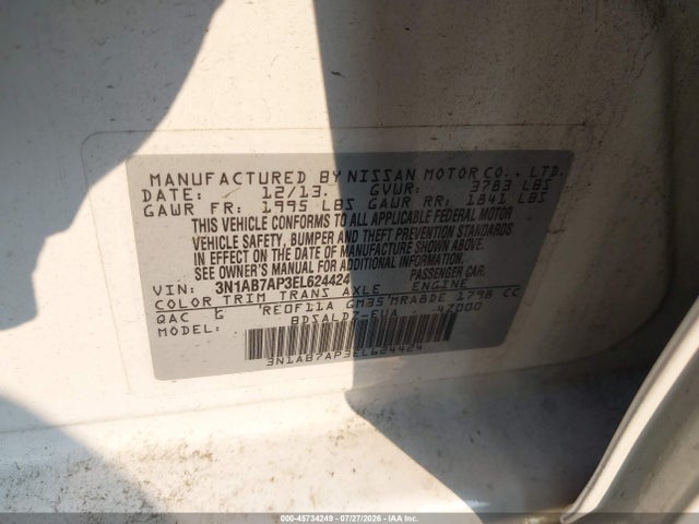 Продаж на аукціоні авто 2014 Nissan Sentra Sv, vin: 3N1AB7AP3EL624424, номер лоту: 45734249