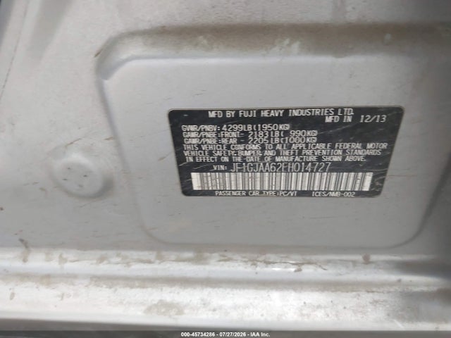 Subaru Impreza 2.0i 2014 JF1GJAA62EH014727 Image 9
