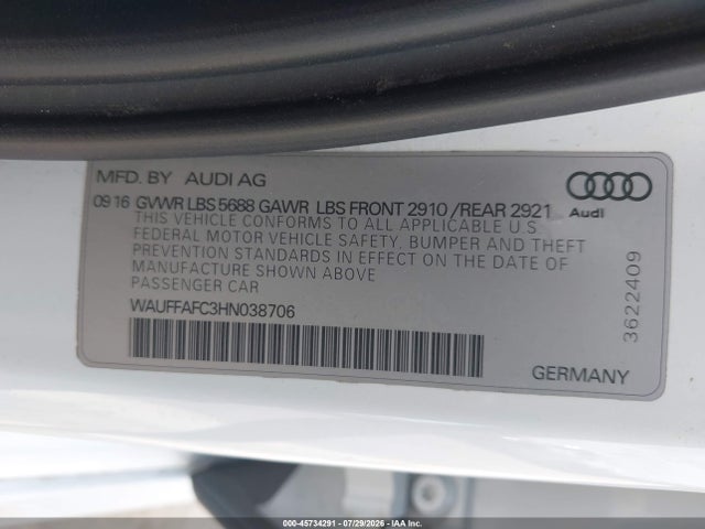 Продаж на аукціоні авто 2017 Audi S6 Premium Plus, vin: WAUFFAFC3HN038706, номер лоту: 45734291
