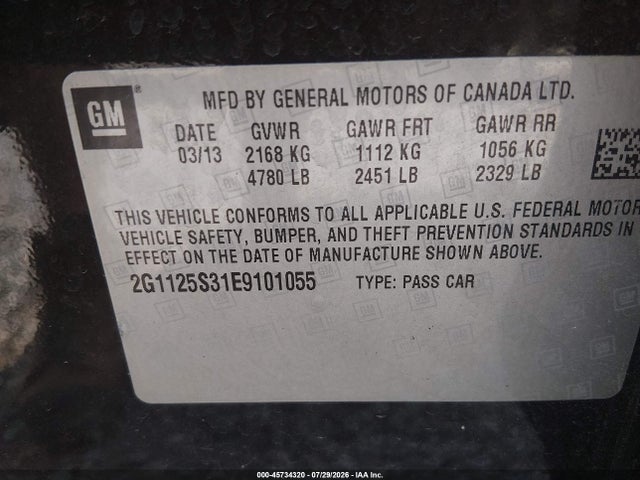 Chevrolet Impala 2lt 2014 2G1125S31E9101055 Image 9