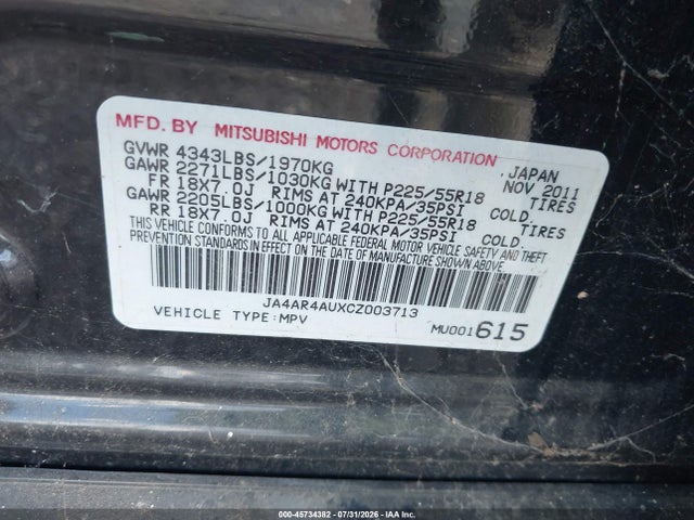 Продажа на аукционе авто 2012 Mitsubishi Outlander Sport Se, vin: JA4AR4AUXCZ003713, номер лота: 45734382