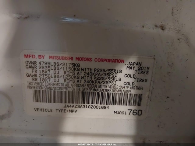 Mitsubishi Outlander Se 2016 JA4AZ3A31GZ001694 Image 9