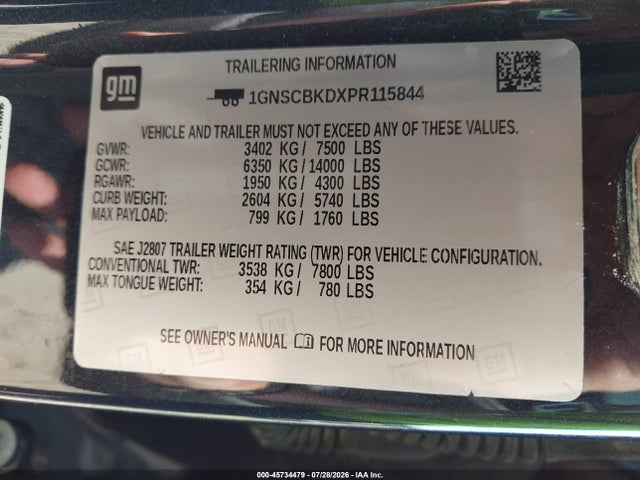 45734479 :رقم المزاد ، 1GNSCBKDXPR115844 vin ، 2023 Chevrolet Suburban 2wd Ls مزاد بيع