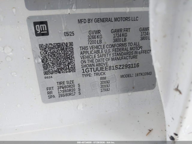 1GTUUEE81SZ293116 GMC Sierra 1500 4wd Short Box At4