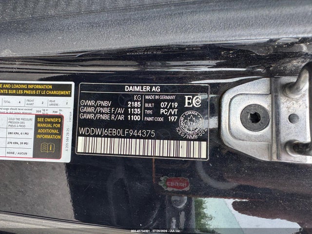 45734561 :رقم المزاد ، WDDWJ6EB0LF944375 vin ، 2020 Mercedes-benz Amg C 43 4matic مزاد بيع