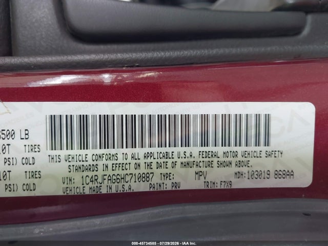 Продажа на аукционе авто 2017 Jeep Grand Cherokee Laredo, vin: 1C4RJFAG6HC710887, номер лота: 45734585