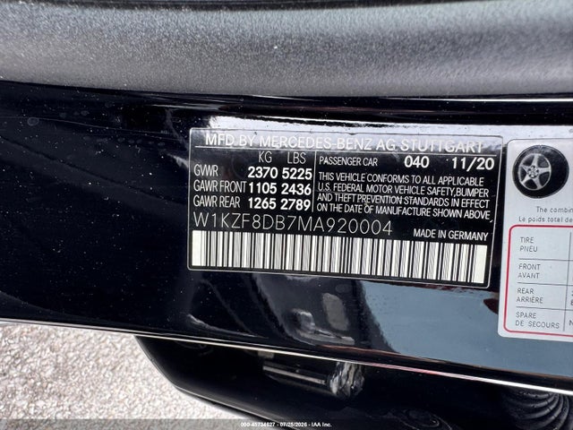 Aukcja sprzedaży 2021 Mercedes-benz E 350, vin: W1KZF8DB7MA920004, numer aukcji: 45734627