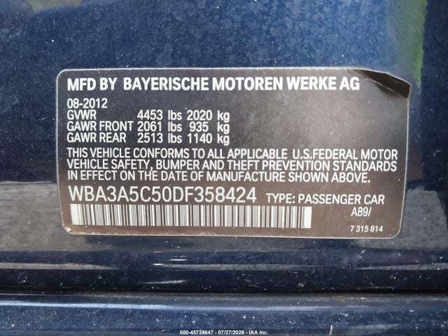 Aukcja sprzedaży 2013 Bmw 328i, vin: WBA3A5C50DF358424, numer aukcji: 45734647