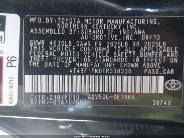 Toyota CAMRY LE 2014 4T4BF1FK0ER338330 Image 9
