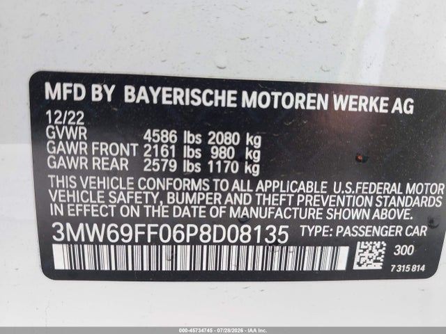 3MW69FF06P8D08135 BMW 330I