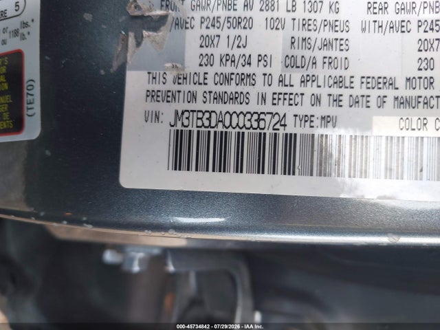 Aukcja sprzedaży 2012 Mazda Cx-9 Grand Touring, vin: JM3TB3DA0C0336724, numer aukcji: 45734842