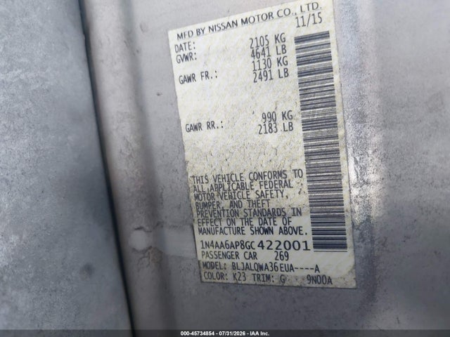 1N4AA6AP8GC422001 Nissan Maxima 3.5 S