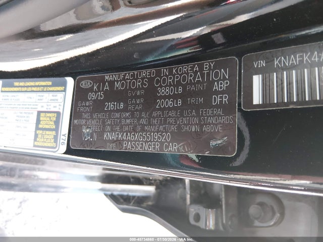Aukcja sprzedaży 2016 Kia Forte Lx, vin: KNAFK4A6XG5519520, numer aukcji: 45734860