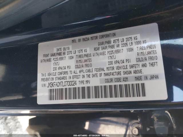 Mazda Cx-5 Touring 2020 JM3KFACM7L0700024 Image 9