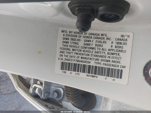 Honda Civic Ex-l 2016 2HGFC1F78GH654554 Image 9