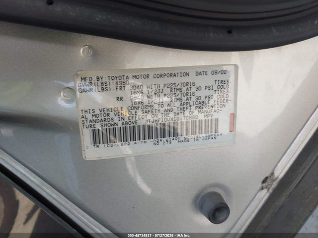 2001 Lexus Rx 300 მანქანა იყიდება აუქციონზე, vin: JTJHF10UX10170889, აუქციონის ნომერი: 45734927
