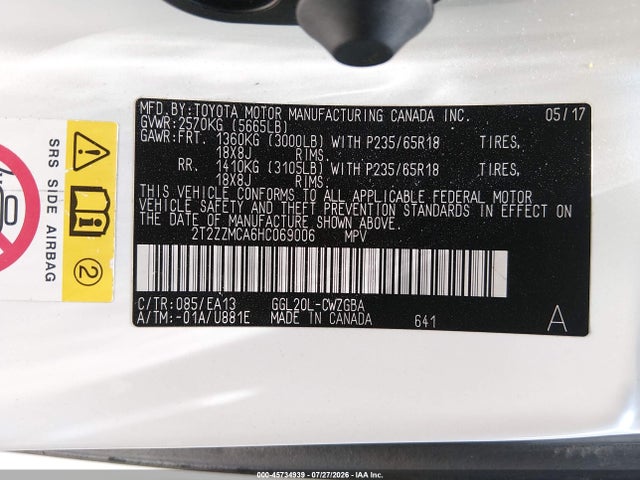 Aukcja sprzedaży 2017 Lexus Rx 350, vin: 2T2ZZMCA6HC069006, numer aukcji: 45734939