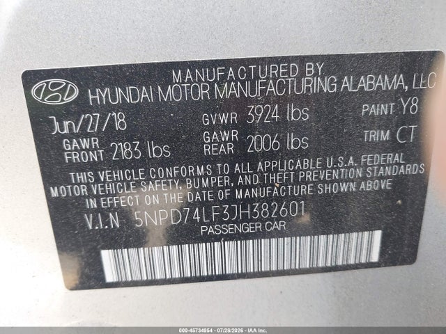 Hyundai ELANTRA SE 2018 5NPD74LF3JH382601 Image 9