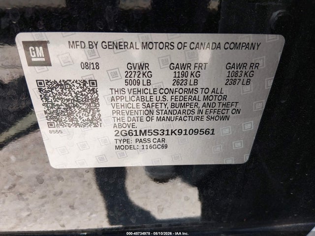 Продажа на аукционе авто 2019 Cadillac Xts Luxury, vin: 2G61M5S31K9109561, номер лота: 45734978