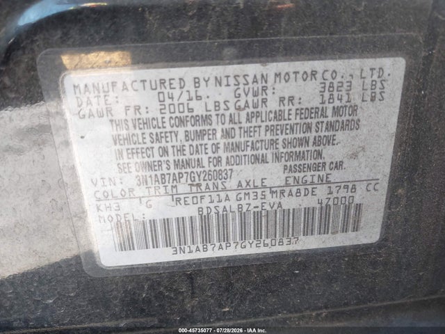 Nissan SENTRA S 2016 3N1AB7AP7GY260837 Image 9