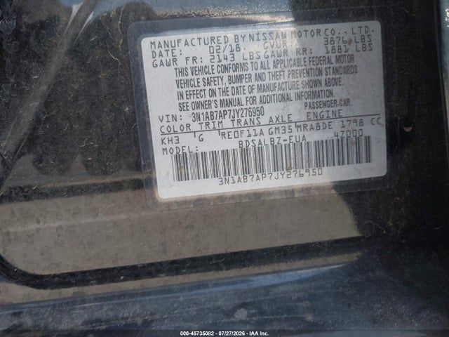 Nissan SENTRA S 2018 3N1AB7AP7JY276950 Image 9